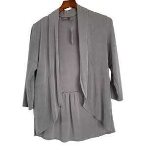 New Travelers Chicos Gray Cardigan Size Small 3/4 Sleeve Shawl Collar RO10546